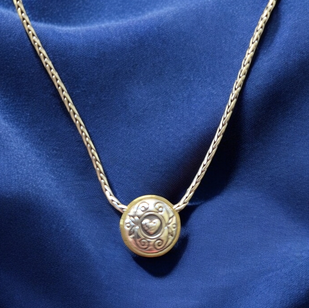 BRIGHTON Collectable Blue Crystal Decorative Bezel Slide Necklace 17"-18.75" L - Picture 9 of 13